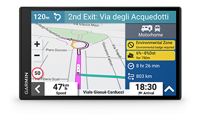 Навигация за кемпер Garmin CamperCam 795, 6.96" (17.7cm) WSVGA IPS Touch дисплей, 32GB вградена памет, вградена 1080@30fps камера, трафик приемник, безплатни актуализации, Wi-Fi, Bluetooth - характеристика 8