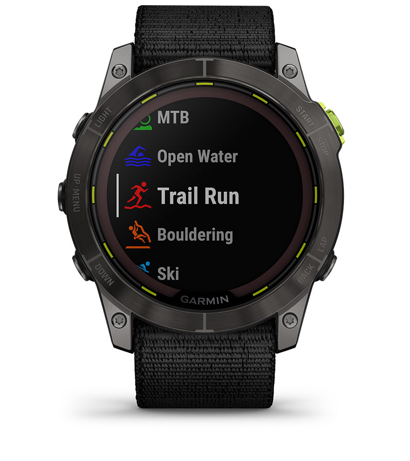 Смарт часовник Garmin Enduro 2, 1.4" (3.55cm) трансфлективен MIP дисплей, до 34 дни време на работа, соларно зареждане, 10ATM, 32GB вградена памет, GPS, пулсоксиметър, Mult-frequency позициониране, спортни режими, Blueooth, ANT+, Wi-Fi, черен - характеристика 13