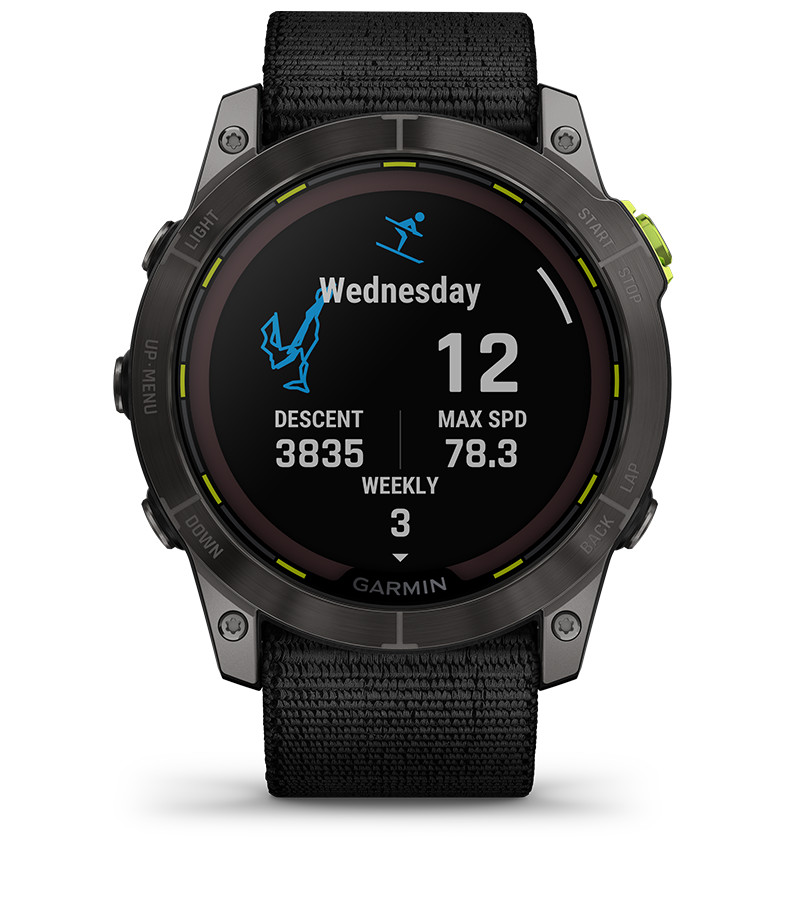 Смарт часовник Garmin Enduro 2, 1.4" (3.55cm) трансфлективен MIP дисплей, до 34 дни време на работа, соларно зареждане, 10ATM, 32GB вградена памет, GPS, пулсоксиметър, Mult-frequency позициониране, спортни режими, Blueooth, ANT+, Wi-Fi, черен - характеристика 16