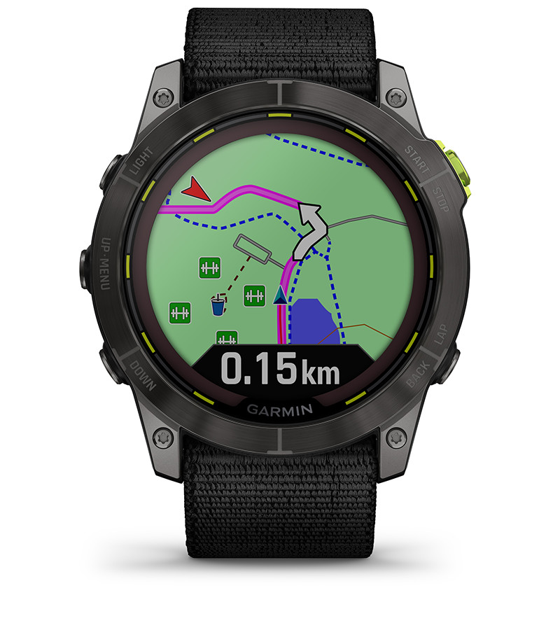 Смарт часовник Garmin Enduro 2, 1.4" (3.55cm) трансфлективен MIP дисплей, до 34 дни време на работа, соларно зареждане, 10ATM, 32GB вградена памет, GPS, пулсоксиметър, Mult-frequency позициониране, спортни режими, Blueooth, ANT+, Wi-Fi, черен - характеристика 22