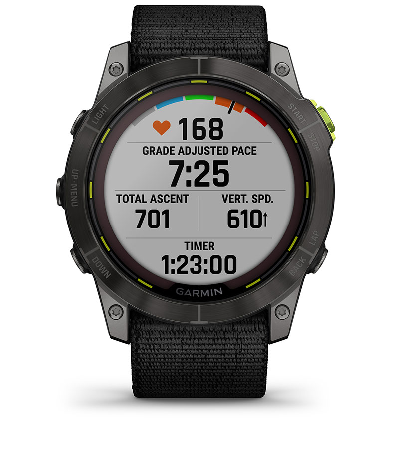 Смарт часовник Garmin Enduro 2, 1.4" (3.55cm) трансфлективен MIP дисплей, до 34 дни време на работа, соларно зареждане, 10ATM, 32GB вградена памет, GPS, пулсоксиметър, Mult-frequency позициониране, спортни режими, Blueooth, ANT+, Wi-Fi, черен - характеристика 8