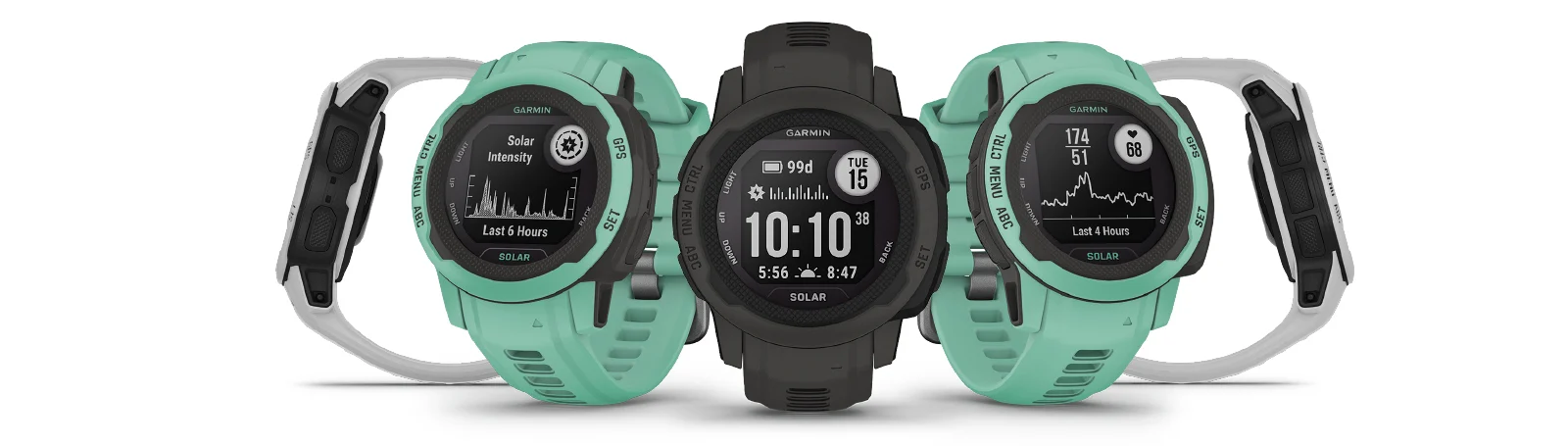 Смарт часовник Garmin Instinct 2S Solar 40mm (Graphite), два прозореца 0.79" x 0.79" (2 cm) трансфлективен MIP дисплей, Bluetooth, ANT+, GPS, 32MB вградена памет, мониторинг на съня, соларно зареждане, 10ATM, до 51 дни време на работа, черен - характеристика 1