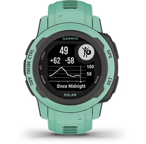 Смарт часовник Garmin Instinct 2S Solar 40mm (Graphite), два прозореца 0.79" x 0.79" (2 cm) трансфлективен MIP дисплей, Bluetooth, ANT+, GPS, 32MB вградена памет, мониторинг на съня, соларно зареждане, 10ATM, до 51 дни време на работа, черен - характеристика 24