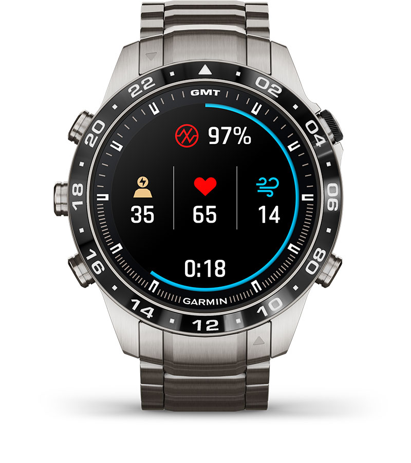 Смарт часовник Garmin MARQ Aviator (Gen 2), 1.2" (3.04cm) AMOLED дисплей, корпус от титаниево покритие, до 16 дни време на работа, 10ATM, 32GB вградена памет, GPS, пулсоксиметър, следене на съня, Bluetooth, ANT+, Wi-Fi, сребрист - характеристика 31