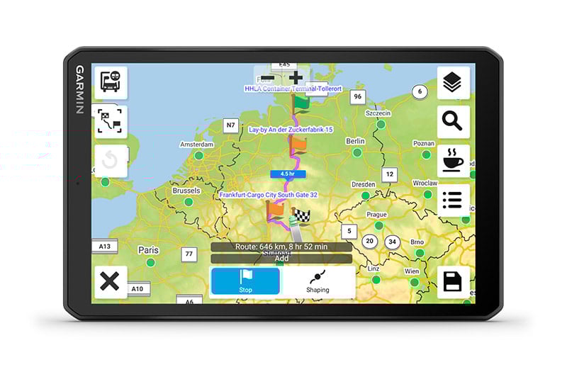 Навигация за камион Garmin dezl LGV710, 6.95" (17.7cm) IPS сензорен дисплей, 32GB вградена памет, слот за microSD, карта на Европа, безплатни актуализации, информация за трафика, Bluetooth, Wi-Fi - характеристика 7