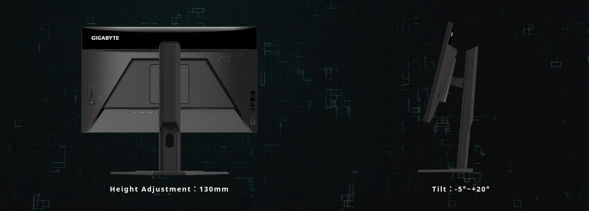 Монитор Gigabyte G24F 2, 23.8" (60.45cm), IPS панел, 165Hz, Full HD, 1ms, 1100:1, 300cd/m2, HDMI, DisplayPort, USB - характеристика 5