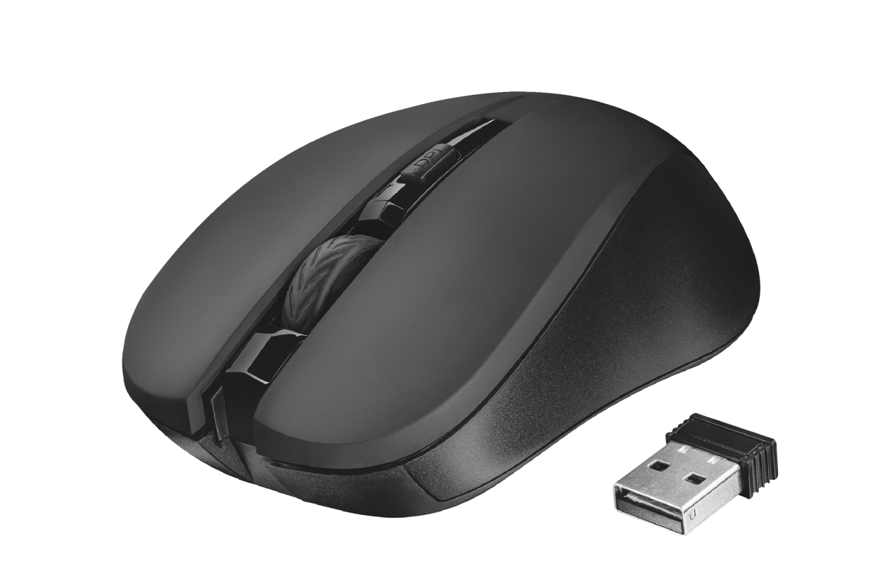 Мишка TRUST Mydo Silent, оптична (1800 dpi), безжична, черна - характеристика 1
