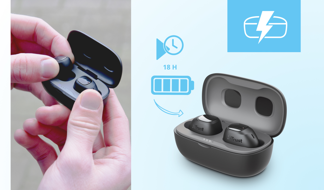Слушалки Trust Nika, микрофон, безжични, Bluetooth, до 8 часа време на работа, черни - характеристика 4