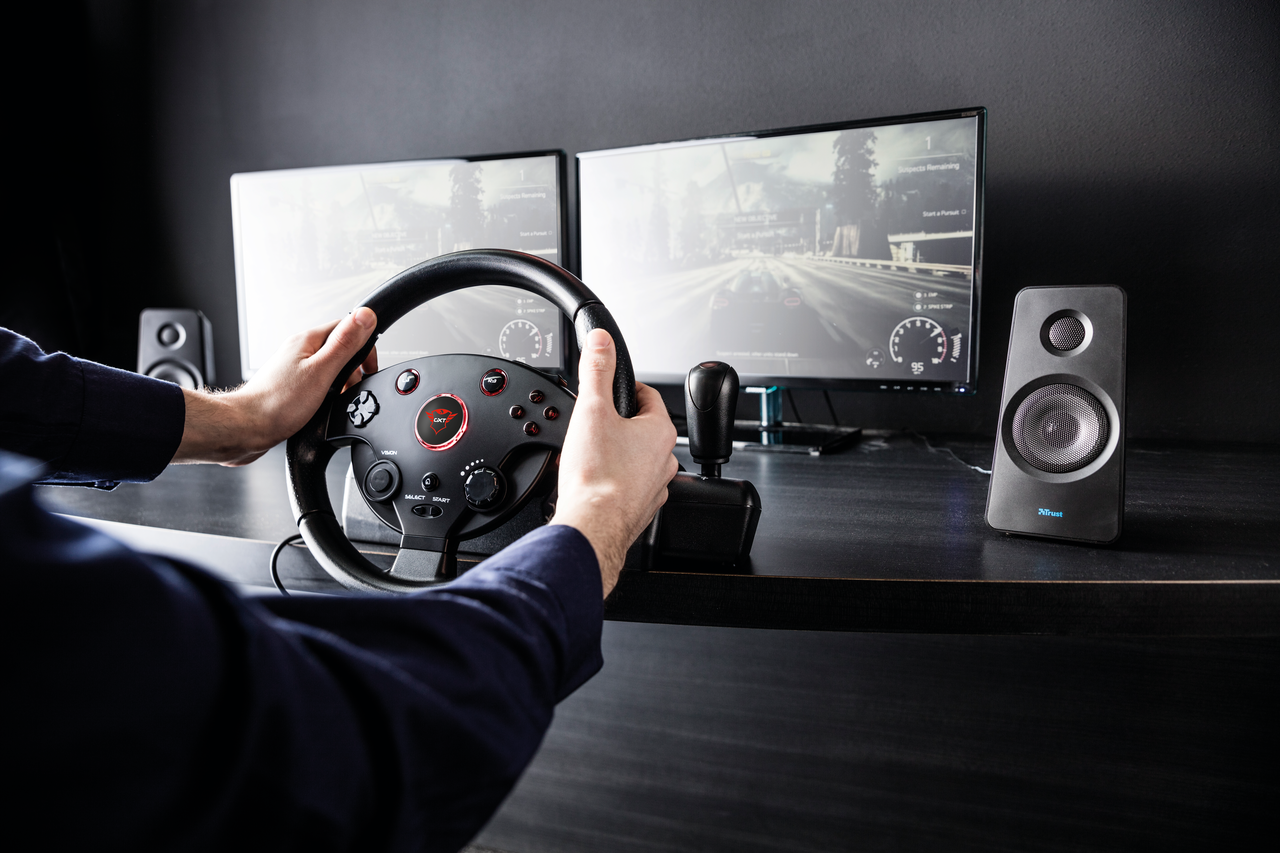 Волан с педали Trust GXT 288, 270 градуса на въртене, 27.43 см. диаметър на волана, LED индикатори, USB, за PS3/PC, черни - характеристика 6