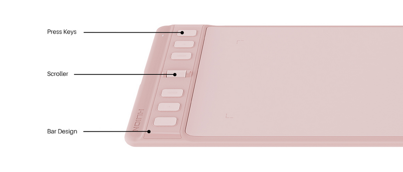 Графичен таблет Huion Inspiroy 2 S (розов)(H2641P), 5080 lpi, 8192 нива на натиск, 6 програмируеми клавиша - характеристика 2