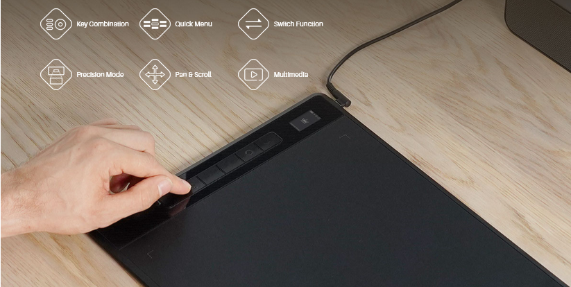 Графичен таблет Huion Inspiroy Giano (черен)(G930L), 5080 lpi, 8192 нива на натиск - характеристика 6 | Графични таблети Графичен таблет Huion Inspiroy Giano (черен)(G930L), 5080 lpi, 8192 нива на натиск - характеристика 6