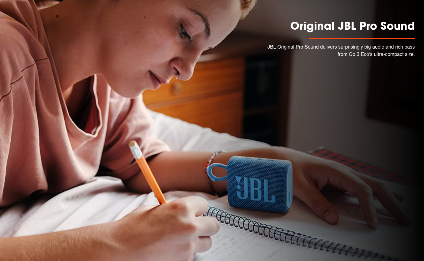 Тонколона JBL Go 3 Eco, 4.2W RMS, Bluetooth, IP67 водоустойчива, синя, до 5ч. време на работа - характеристика 1