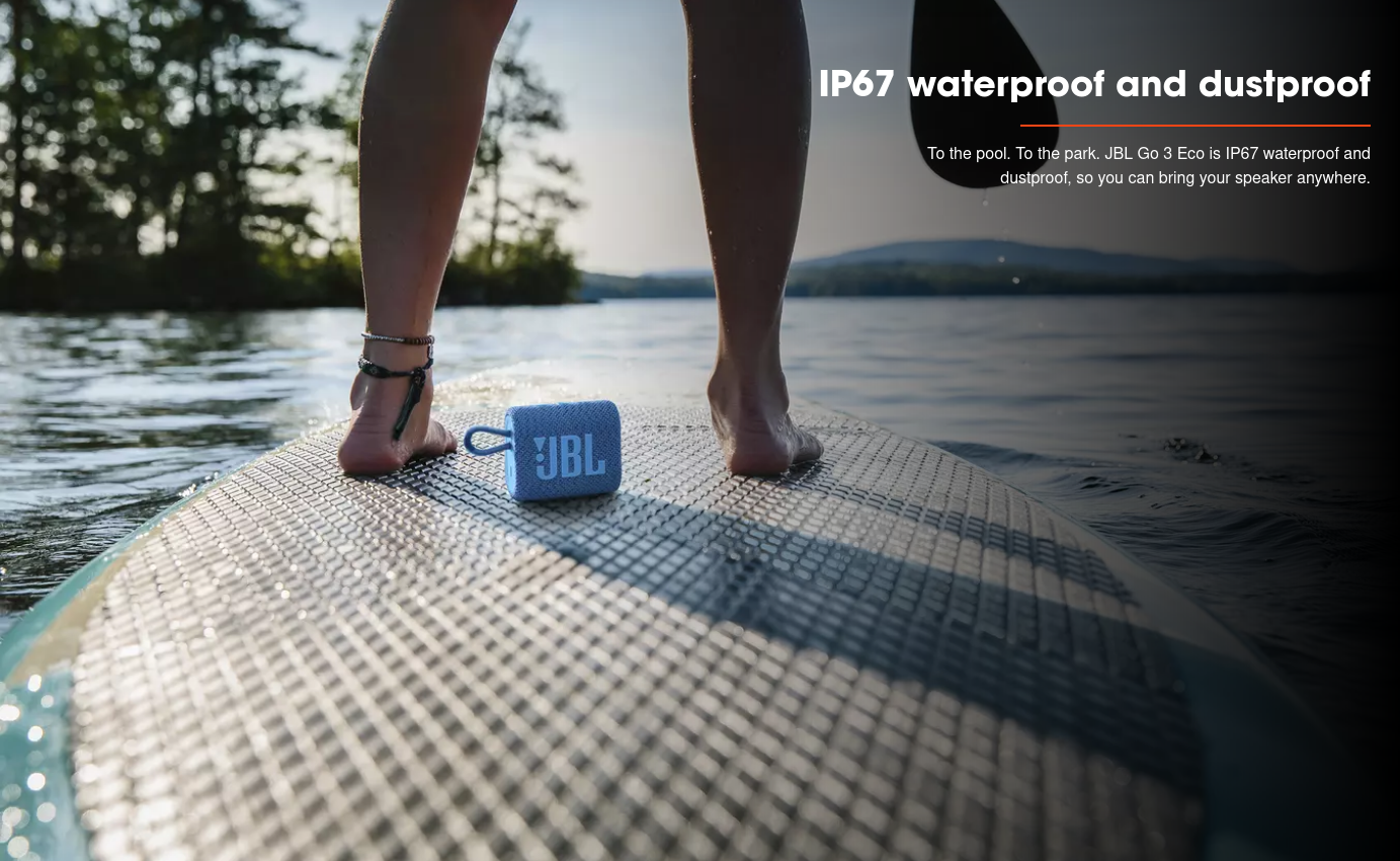 Тонколона JBL Go 3 Eco, 4.2W RMS, Bluetooth, IP67 водоустойчива, синя, до 5ч. време на работа - характеристика 3