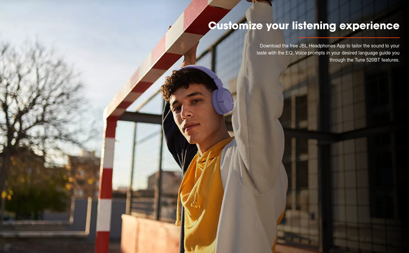 Слушалки JBL Tune 520BT, безжични, Bluetooth, микрофон, до 57 часа живот на батерията, 33mm драйвери, Multi-Point свързване, сини - характеристика 3
