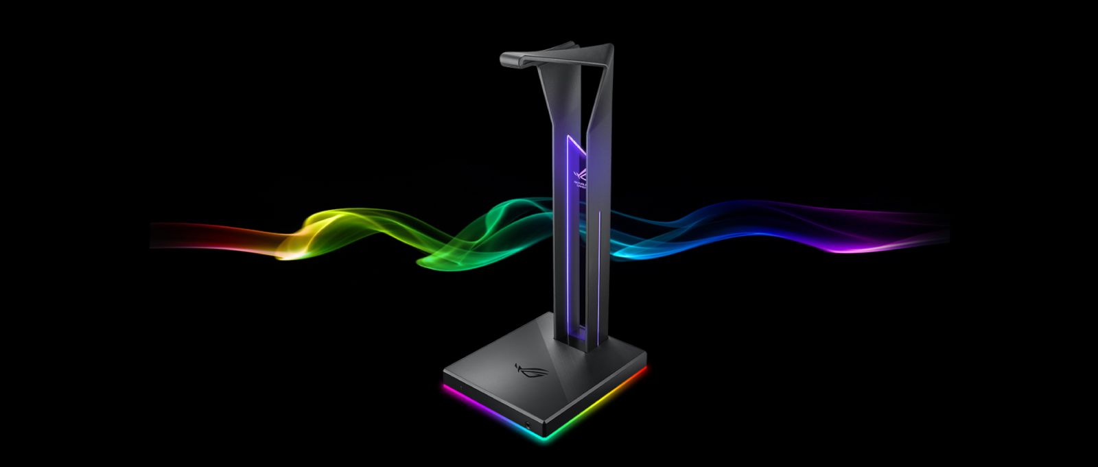 Поставка за слушалки Asus ROG Throne Qi, RGB подсветка, USB 3.1 хъб, безжично Qi зарядно, черна - характеристика 1