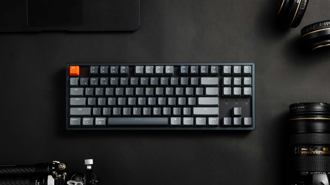 Клавиатура Keychron K8 TKL (K8-P2), механична, Hot-Swappable Gateron Optical Blue суичове, безжична, гейминг, Tenkeyless, RGB подсветка, черна, USB, Bluetooth - характеристика 1