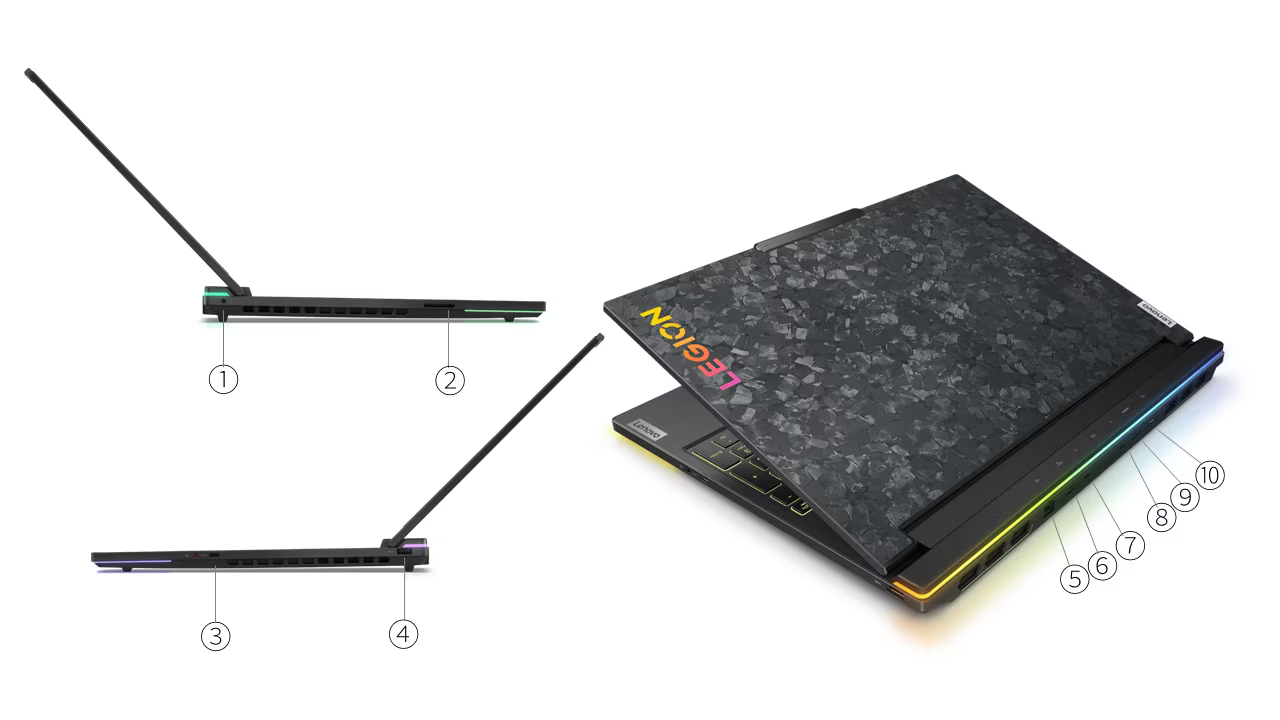 Лаптоп Lenovo Legion 9 16IRX8 (83AG000CBM), двадесет и четириядрен Intel Core i9-13980HX 2.2/5.6GHz, 16" (40.64cm) 3.2K Mini-Led Anti-Glare 165Hz дисплей & GF RTX 4090 16GB, (HDMI), 64GB DDR5, 2TB SSD NVMe, 2x Thunderbolt 4, No OS, 2.56kg - характеристика 10