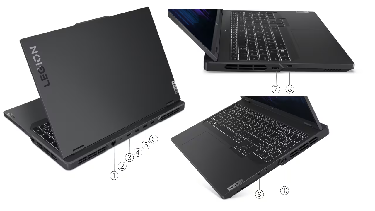 Лаптоп Lenovo Legion Pro 5 16IRX8 (82WK006FBM), шестнадесетядрен Intel Core i7-13700HX 2.1/5.0GHz, 16" (40.64cm) WQXGA Anti-Glare 240Hz дисплей (HDMI), GeForce RTX 4060 8GB, 32GB DDR5, 1TB SSD NVMe, 2x USB-C 3.2 Gen 2, No OS, 2.55kg - характеристика 8
