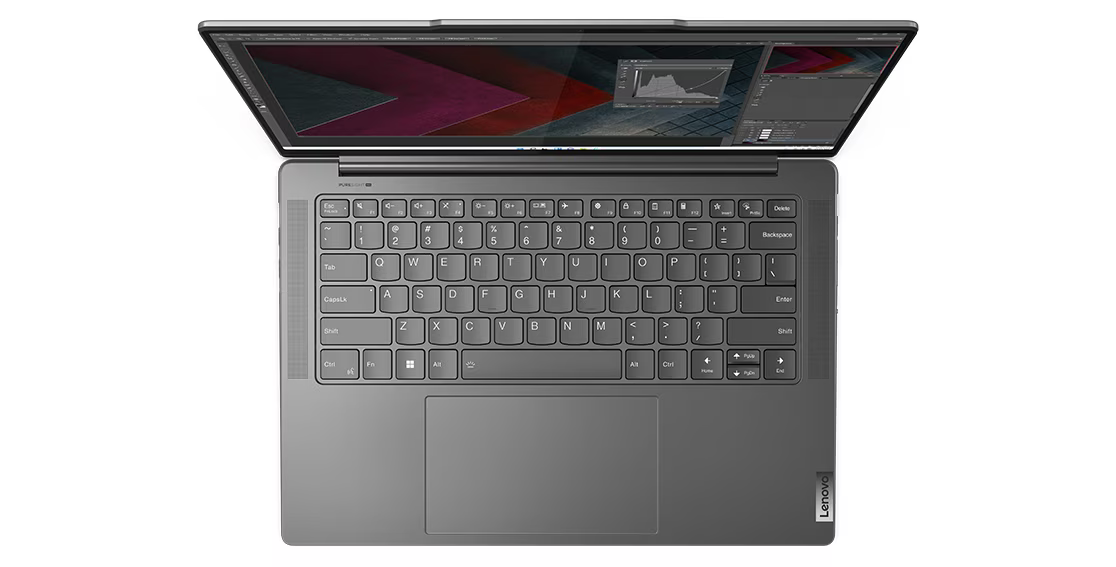 Лаптоп Lenovo Yoga Slim Pro 7 14IRH8 (82Y7003JBM)(сив), дванадесетядрен Intel Core i5-13500H 2.6/4.7GHz, 14.5" (36.83cm) WQXGA Anti-Glare дисплей (HDMI), 16GB LPDDR5, 512GB SSD NVMe, 1x USB-C 3.2 Gen 2, Thunderbolt 4, Free DOS, 1.49kg - характеристика 4