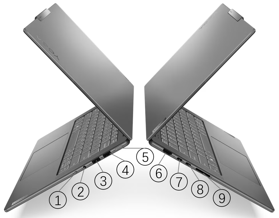Лаптоп Lenovo Yoga Pro 9 14IRP8 (83BU0013RM)(сив), четиринадесетядрен Intel Core i9-13905H 2.6/5.4GHz, 14.5" (36.83cm) 3K 165Hz Touch & GF RTX 4060 8GB, 32GB LPDDR5X, 1TB SSD NVMe, 1x USB 3.2 Gen 1 Type-C, 1x Thunderbolt 4, Windows 11 Home - характеристика 5 | Лаптопи Лаптоп Lenovo Yoga Pro 9 14IRP8 (83BU0013RM)(сив), четиринадесетядрен Intel Core i9-13905H 2.6/5.4GHz, 14.5" (36.83cm) 3K 165Hz Touch & GF RTX 4060 8GB, 32GB LPDDR5X, 1TB SSD NVMe, 1x USB 3.2 Gen 1 Type-C, 1x Thunderbolt 4, Windows 11 Home - характеристика 5