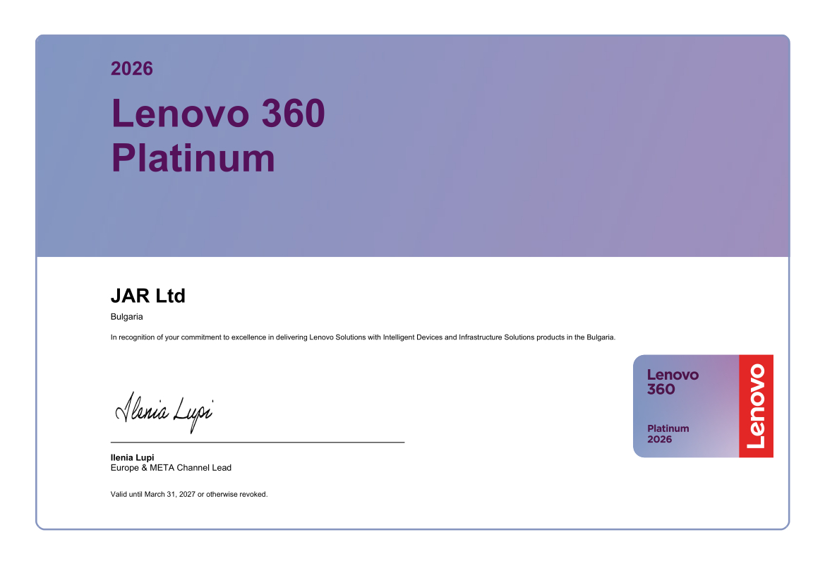 Lenovo 360 Platinum Certificate JAR Computers