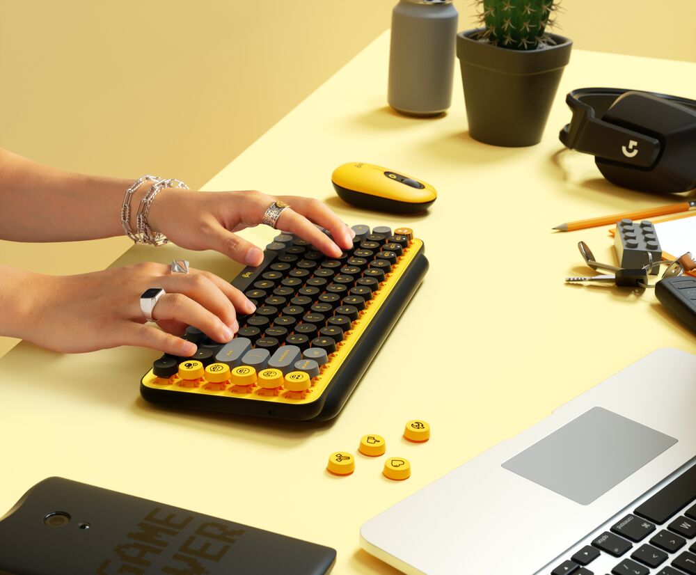 Клавиатура Logitech POP Keys, безжична, механична, тактилни суичове, Bluetooth, жълта - характеристика 3