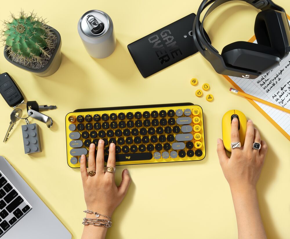 Клавиатура Logitech POP Keys, безжична, механична, тактилни суичове, Bluetooth, жълта - характеристика 6