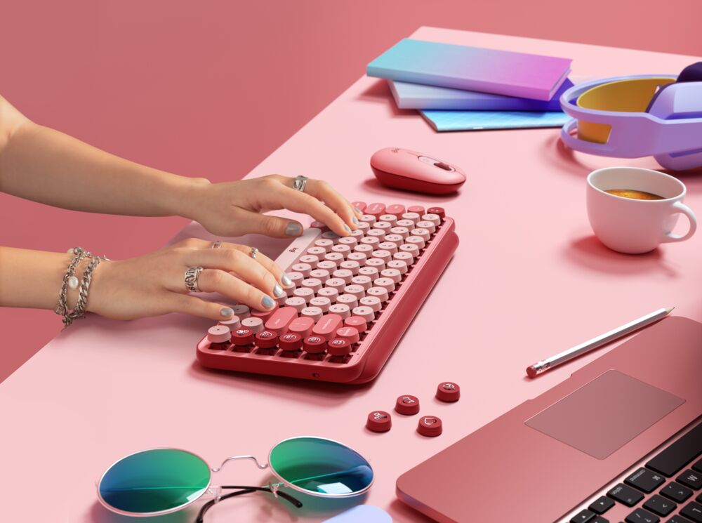 Клавиатура Logitech POP Keys, безжична, механична, тактилни суичове, Bluetooth, розова - характеристика 3