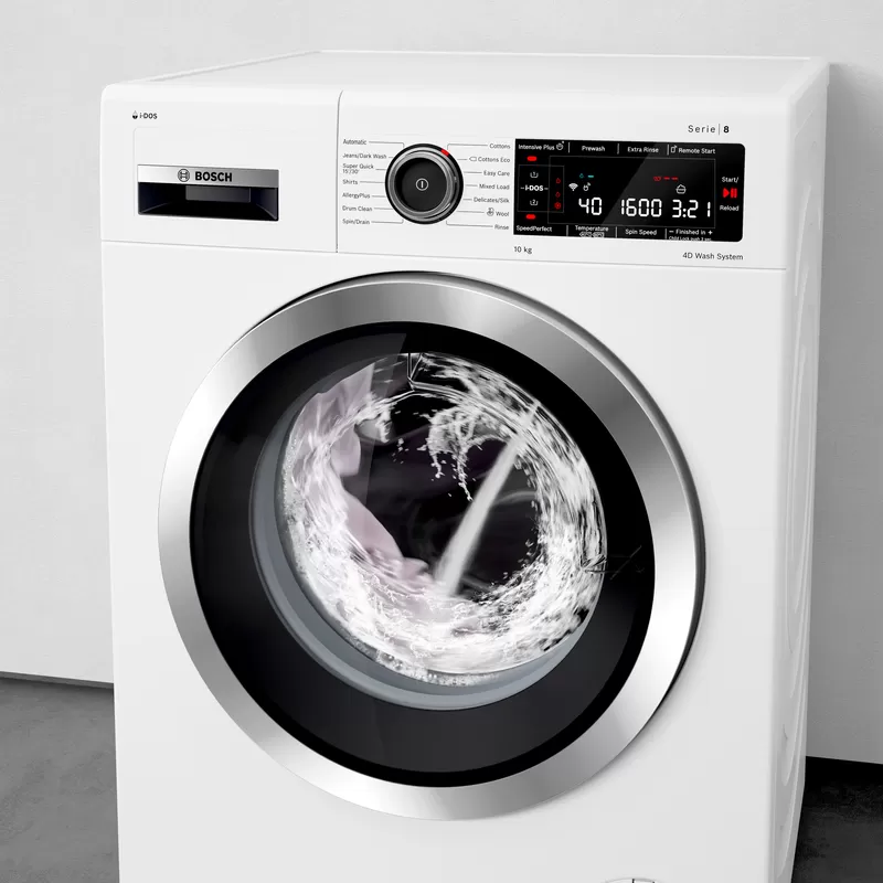 Перална машина Bosch WAX32MH1BY, клас B, 10кг. капацитет, 1600 оборота в минута, свободностояща, 59.8cm, LED дисплей, функция дозареждане, функция AntiStain, бяла - характеристика 1