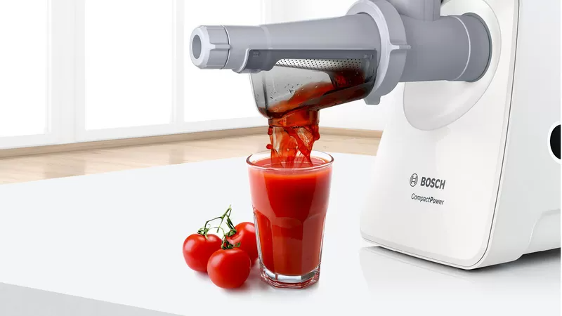 Месомелачка Bosch MFW3X15W, капацитет 2.5 кг/мин, 2-степенни етапи на превключване, приставка за наденица, приставка за пресоване на плодове, двустранно заострен нож, 2000W, бяла - характеристика 5