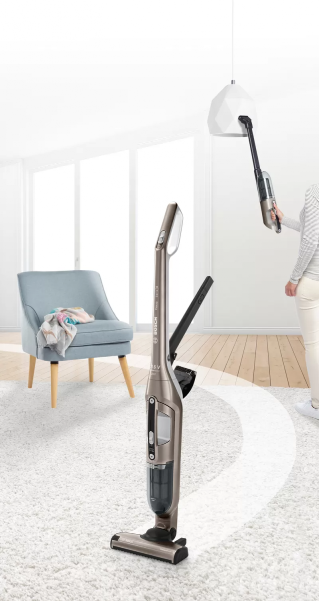 Прахосмукачка Bosch BBHF216, ръчна, вертикална, безжична, до 40 мин. време за работа, EasyClean система, AllFloor EasyClean четка, синя - характеристика 1