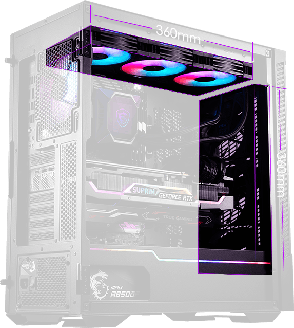 Кутия MSI MPG VELOX 100P AIRFLOW, ATX/Micro-ATX/Mini-ITX, 1x USB 3.2 Gen 2x2 Type-C, 2x USB 3.2 Gen 1 Type-A, прозорец, 4x вентилатора, черна, без захранване - характеристика 9