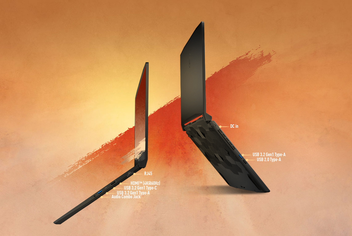 Лаптоп MSI Katana GF66 12UEOK (9S7-158334-1241), четиринадесетядрен Intel Core i7-12700H 2.3/4.7GHz, 15.6" (39.62cm) Full HD 144Hz Anti-Glare дисплей, GF RTX 3060 6GB (HDMI), 16GB DDR5, 1TB SSD NVMe, 1x USB 3.2 Gen 1 Type-C, Free DOS, 2.25kg - характеристика 7