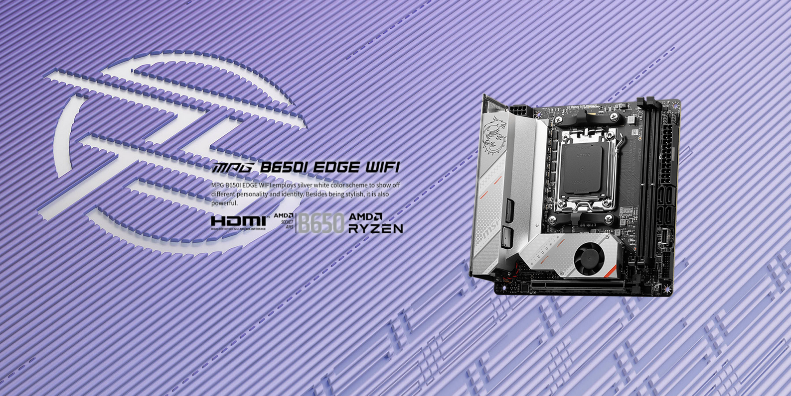 Дънна платка MSI MPG B650I Edge WiFi, B650, AM5, DDR5, PCI-E 4.0 (HDMI), 2x M.2, 4x SATA 6Gb/s, 2x USB 3.2 Gen1 Type-A, 1x USB 3.2 Gen2x2 Type C, Wi-Fi 6E, Mini-ITX - характеристика 1