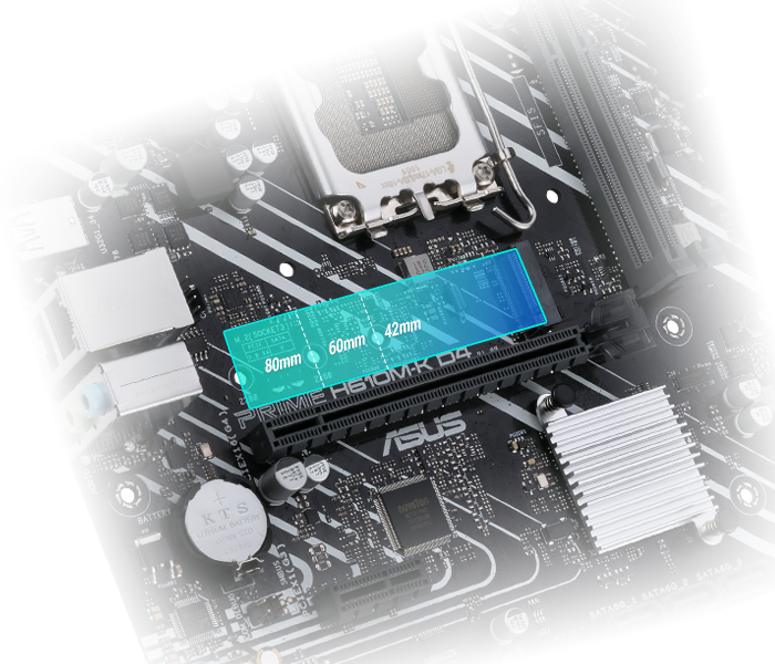 Дънна платка Asus Prime H610M-K D4, H610, LGA1700, DDR4, PCI-E 4.0, (HDMI&VGA), 4x SATA 6Gb/s, 1x M.2, 2x USB 3.2 Gen 1, Micro ATX - характеристика 3