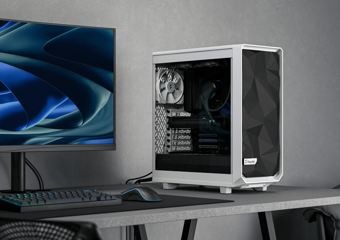 Кутия Fractal Design Meshify 2 Compact Lite RGB Black TG, ATX/mATX/mITX, прозорец, черна, без захранване - характеристика 2