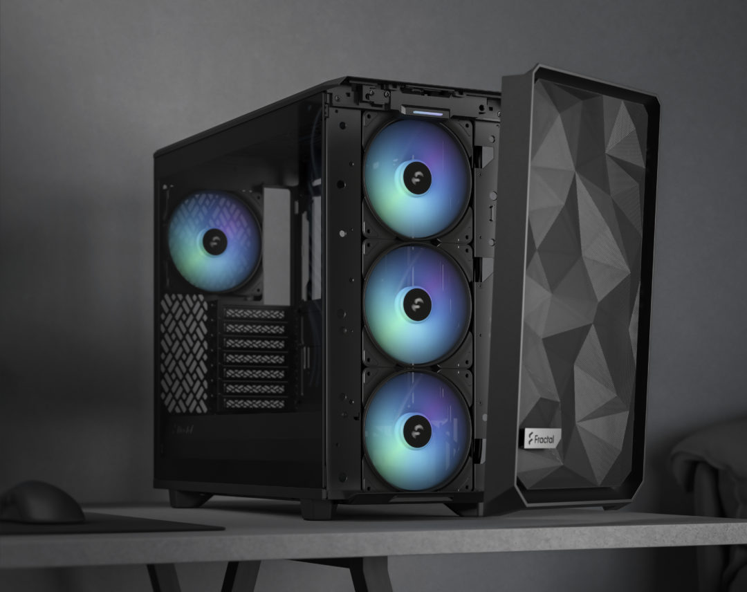 Кутия Fractal Design Meshify 2 Lite RGB Black TG Light Tint, E-ATX/ATX/mATX/mITX, прозорец, черна, без захранване - характеристика 1