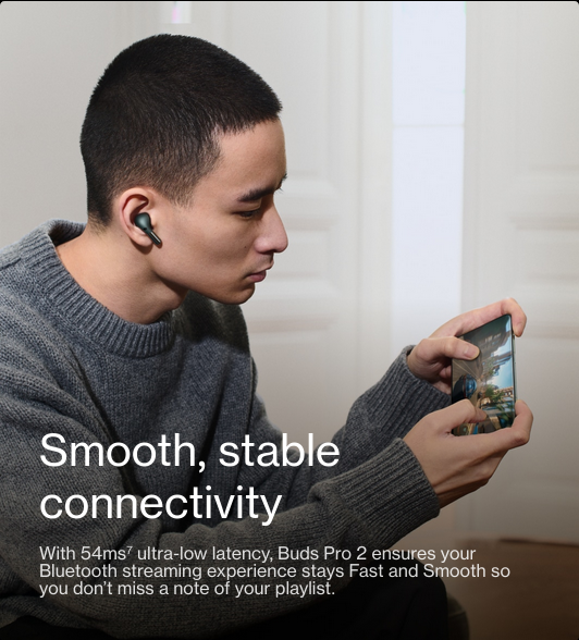 Слушалки OnePlus Buds Pro 2, Bluetooth, микрофон, 11+6mm двойни драйвери, тип "тапи", смарт ANC, черни - характеристика 12