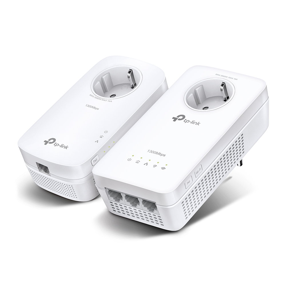 Powerline адаптер TP-Link TL-WPA8631P KIT V3, 1300 Mbps, максимален обхват до 300m, 3x Gigabit Ethernet Port, Power Socket, 2 устройства - характеристика 1
