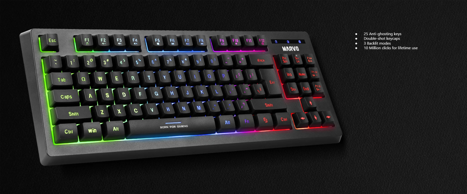 Комплект клавиатура, мишка и пад Marvo CM310, подсветка, мишка (2400 dpi), USB, черни - характеристика 1