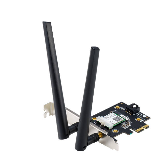Мрежови адаптер Asus PCE-AX3000, 3000Mbps, Wireless AX, 2.4GHz (574Mbps)/5GHz (2402Mbps), PCI, Bluetooth, 2 външни антени - характеристика 1