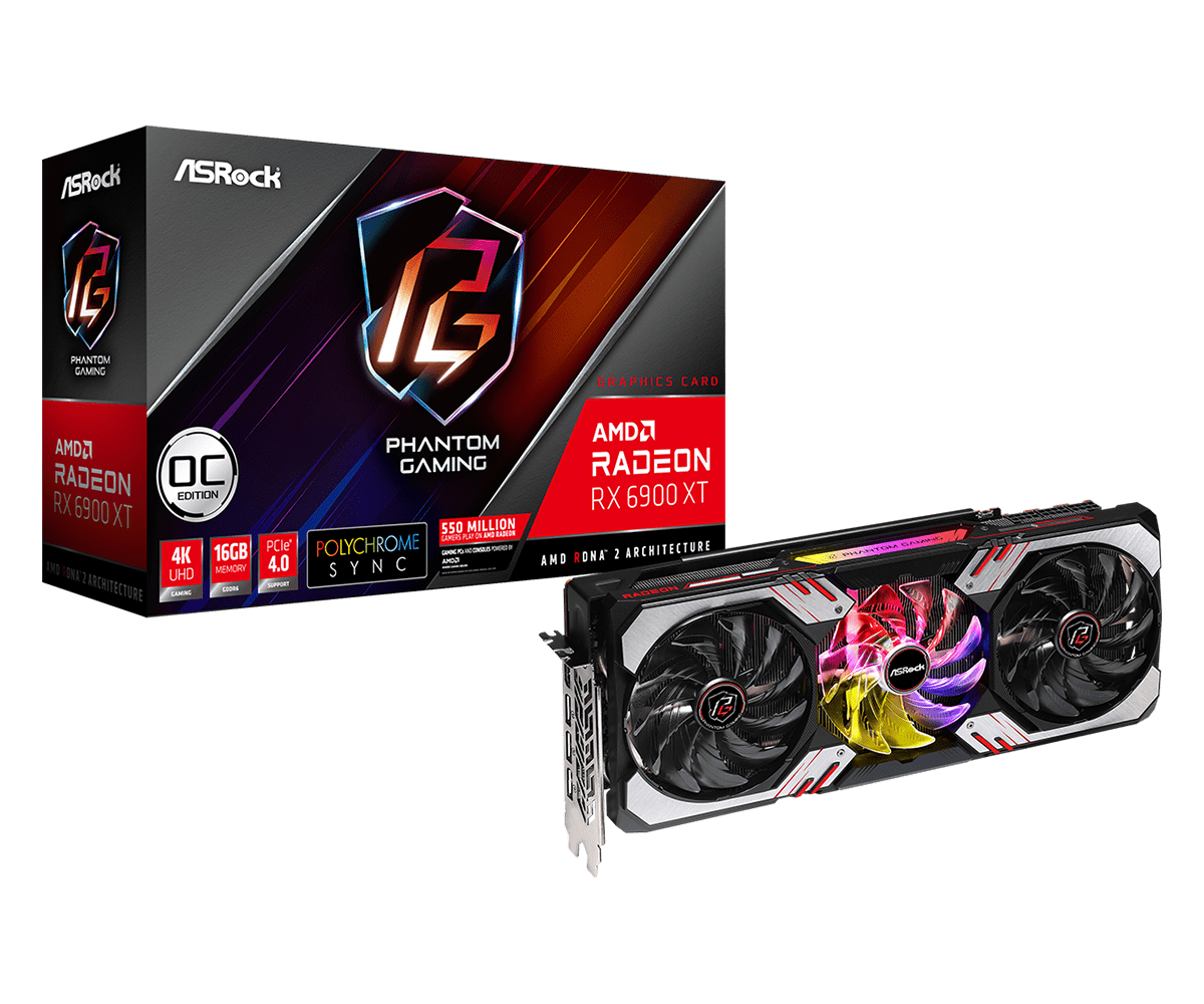 Видео карта AMD Radeon RX 6900 XT (Refurbished), 16GB, ASRock Phantom Gaming D OC, PCI-E 4.0, GDDR6, 256-bit, DP, HDMI - характеристика 1