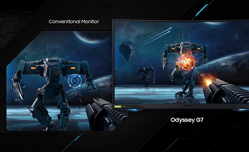 Монитор Samsung Odyssey G7 LC-27G75TQ (2020), 27" (68.58 cm), VA панел, 240Hz, WQHD, 1ms, Mega DCR, 350cd/m2, HDMI, DP, USB - характеристика 7
