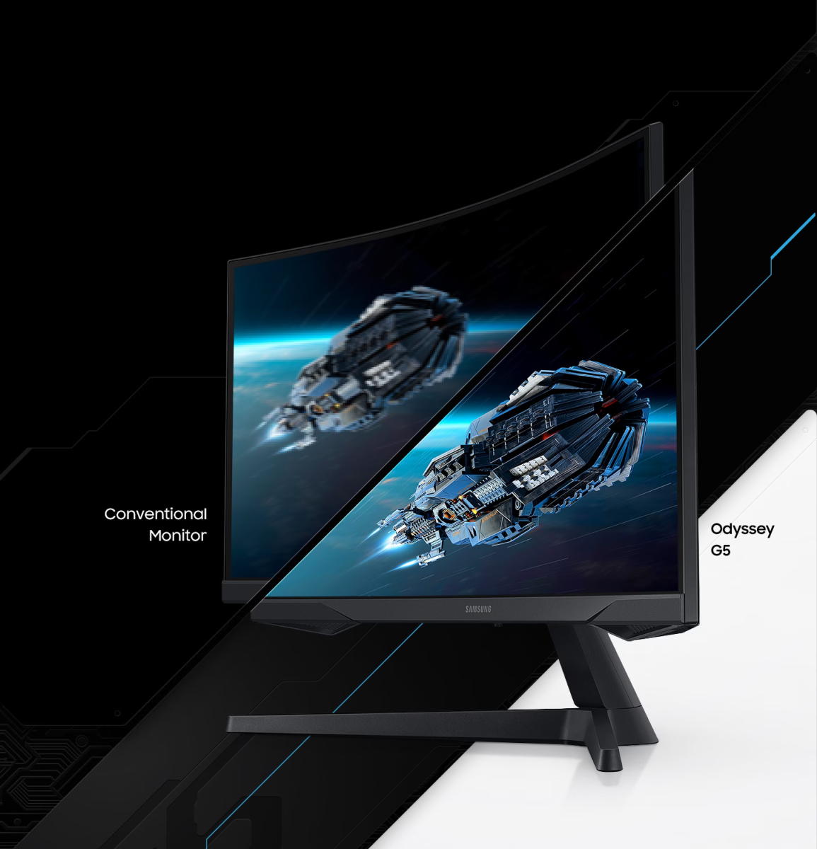 Монитор Samsung Odyssey G5 LC-32G55TQB (2020), 32" (81.28cm), VA панел, 144Hz, WQHD, 1ms, Mega Infinity DCR, 300cd/m2, HDMI, DisplayPort - характеристика 5