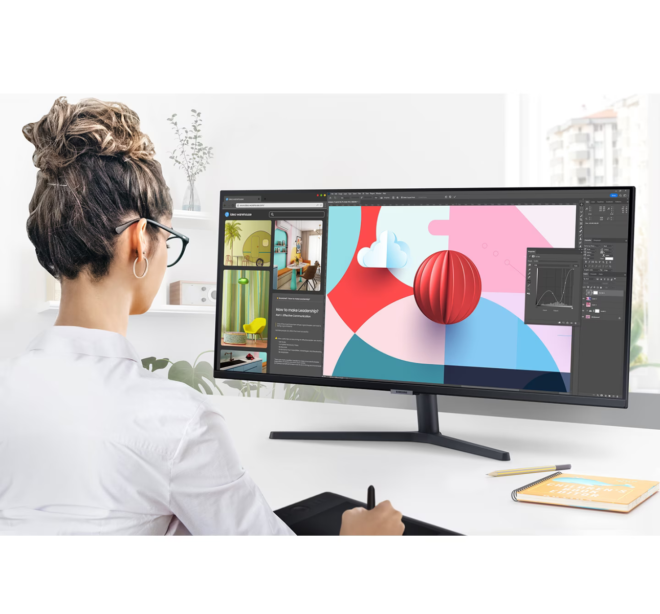 Монитор Samsung ViewFinity S5 LS-34C500GAU (2023), 34" (86.36cm), VA панел, 100Hz, Ultra WQHD, 5ms, 3000:1, 300cd/m2, 2x HDMI, DP - характеристика 1