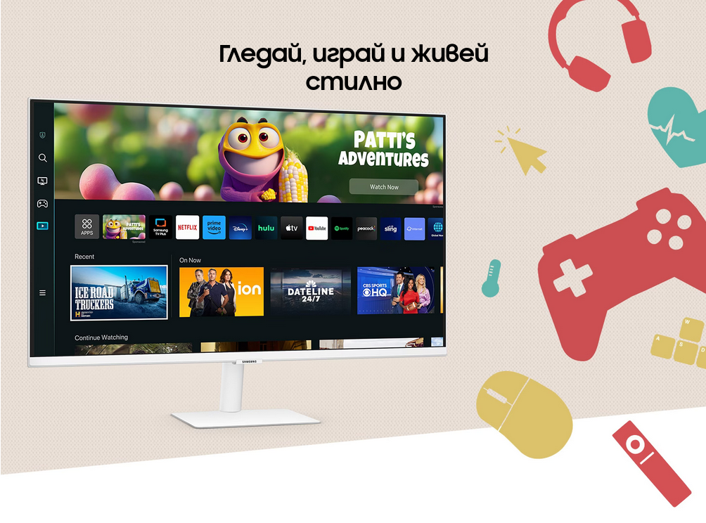 Монитор Samsung Smart Monitor M5 LS-32CM501E(2023), 32" (81.28cm), VA панел, Full HD, 4ms, 250cd/m2, HDR10, HDMI, USB, Bluetooth, Wi-Fi - характеристика 1