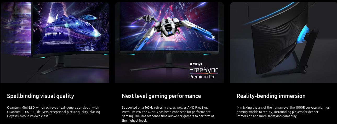 Монитор Samsung Odyssey Neo G7 LS-32BG750, 32" (81.28cm), VA панел, 165Hz, UHD, 1ms, 350cd/m2, DP, HDMI - характеристика 1