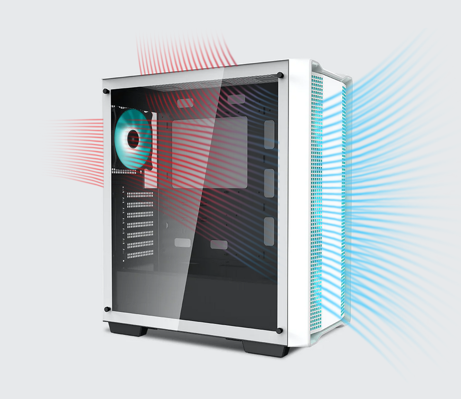Кутия DeepCool CC560 WH, ATX/Micro ATX/Mini ITX, 1x USB 3.0, с прозорец, бяла, без захранване - характеристика 2