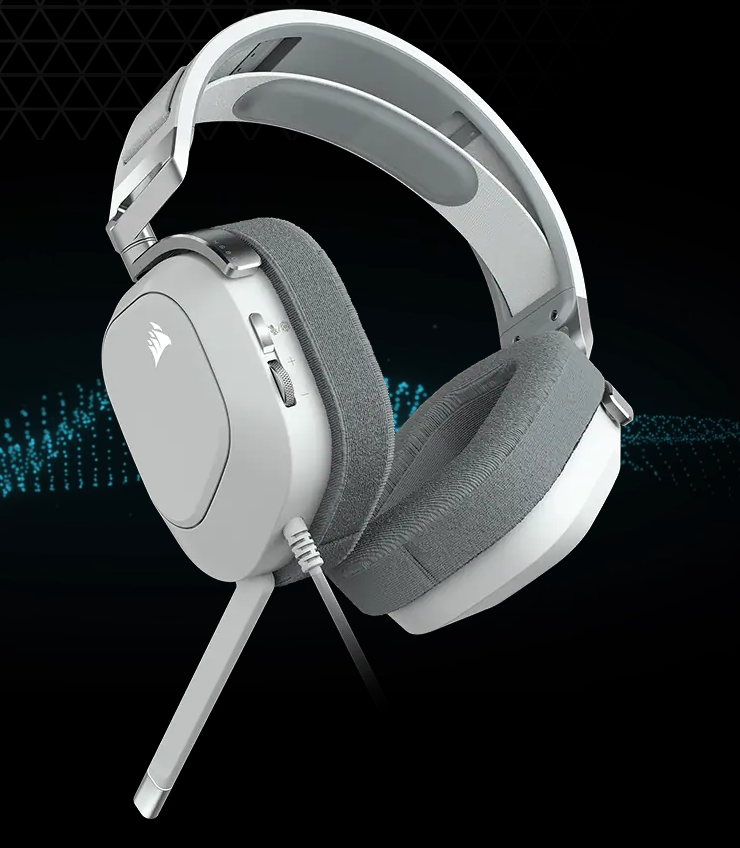 Слушалки Corsair HS80 White (CA-9011238-EU), микрофон, гейминг, Dolby Audio, RGB подсветка, USB, бели - характеристика 2