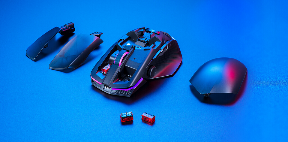 Мишка Asus ROG Chakram X, оптична (36000 dpi), гейминг, безжична/жична, Bluetooth, USB, черна, Aura Sync RGB подсветка, програмируем джойстик - характеристика 3